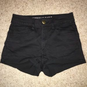american eagle black high waisted shorts